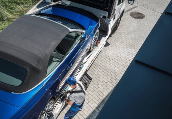 New Car Home Delivery on a Towing Truck