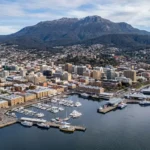 Aerial view of Hobart waterfront