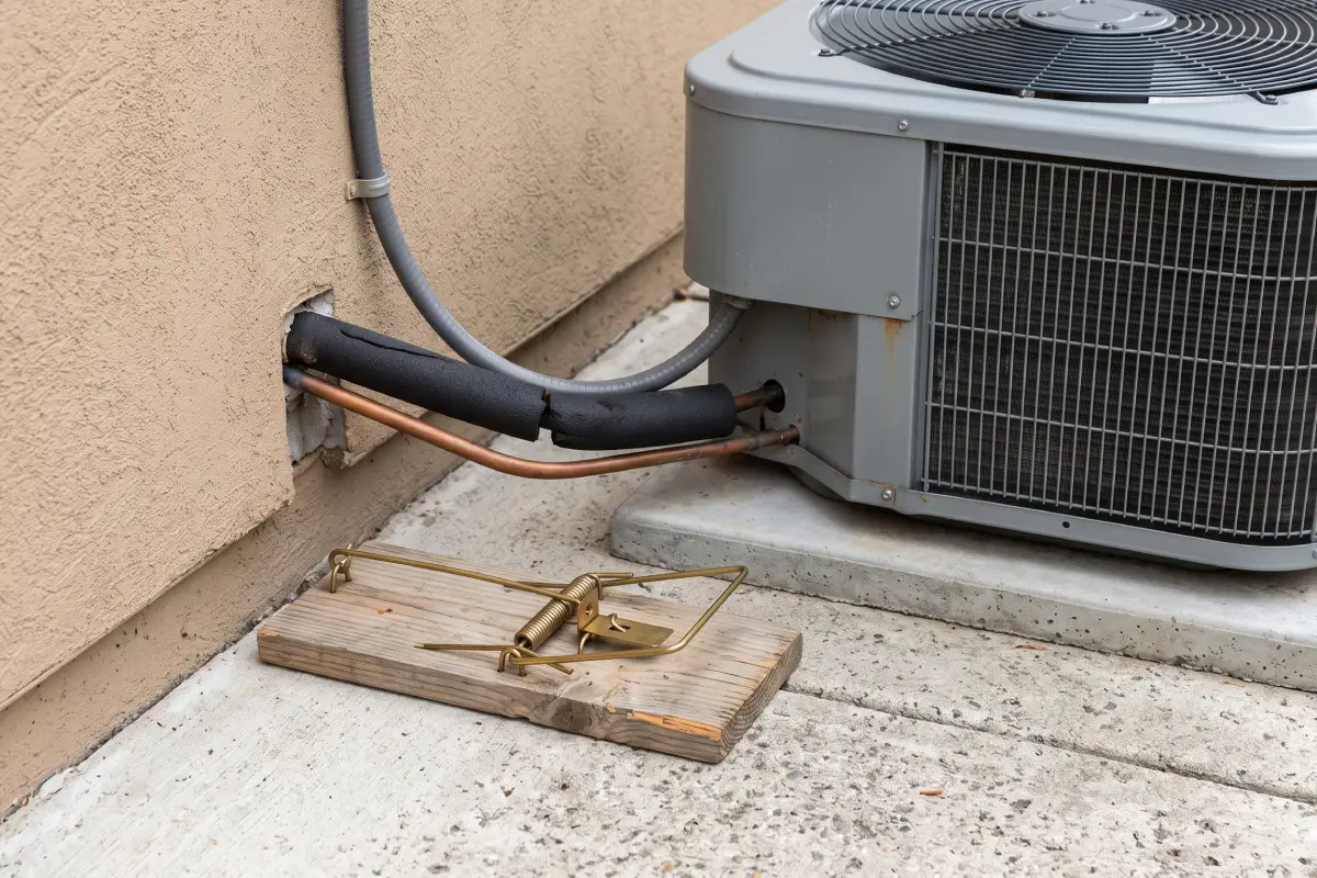 Correct snap trap placement near air conditioner entry point